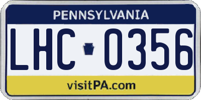 PA license plate LHC0356