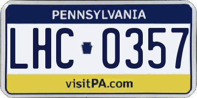 PA license plate LHC0357