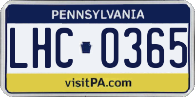 PA license plate LHC0365