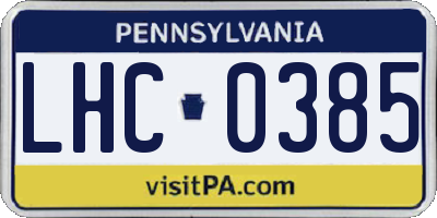 PA license plate LHC0385