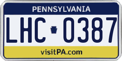 PA license plate LHC0387