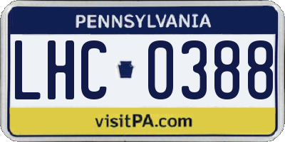 PA license plate LHC0388