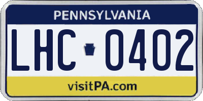 PA license plate LHC0402