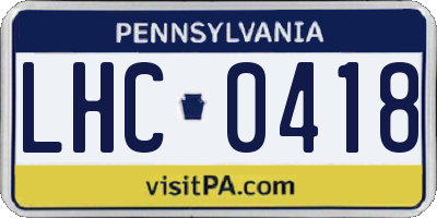 PA license plate LHC0418