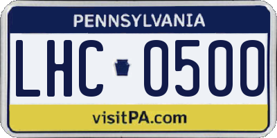 PA license plate LHC0500