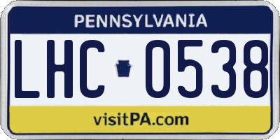 PA license plate LHC0538