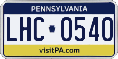 PA license plate LHC0540