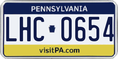 PA license plate LHC0654