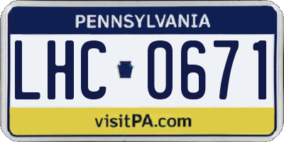 PA license plate LHC0671