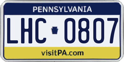 PA license plate LHC0807