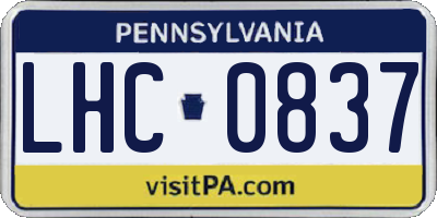 PA license plate LHC0837