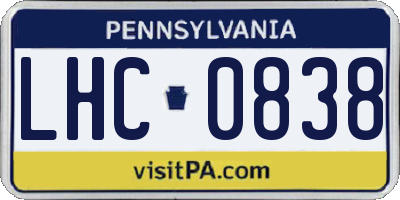 PA license plate LHC0838