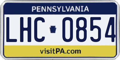 PA license plate LHC0854