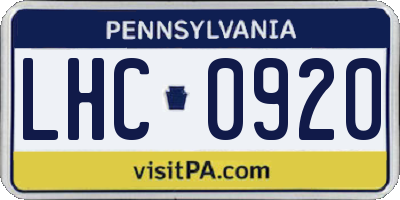 PA license plate LHC0920