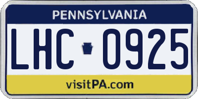 PA license plate LHC0925