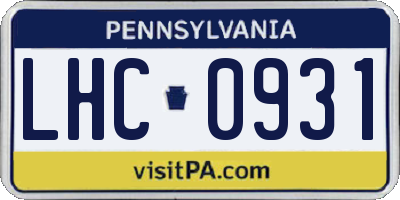 PA license plate LHC0931