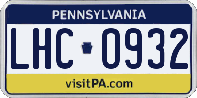 PA license plate LHC0932