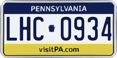 PA license plate LHC0934