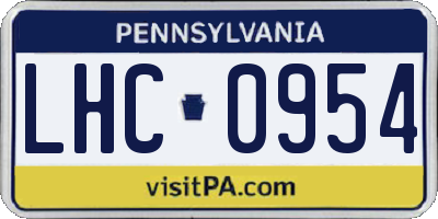 PA license plate LHC0954