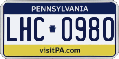 PA license plate LHC0980