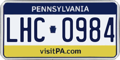 PA license plate LHC0984