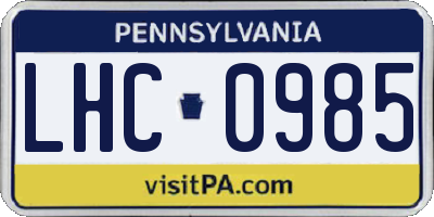 PA license plate LHC0985
