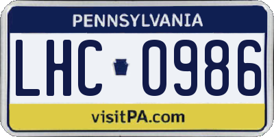 PA license plate LHC0986