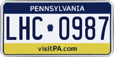 PA license plate LHC0987