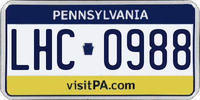 PA license plate LHC0988