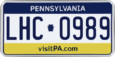 PA license plate LHC0989