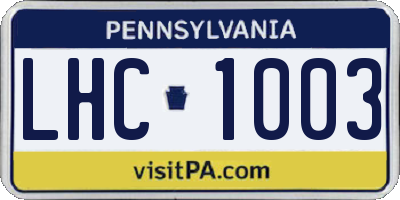 PA license plate LHC1003