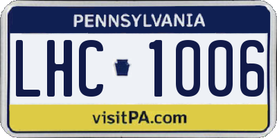 PA license plate LHC1006