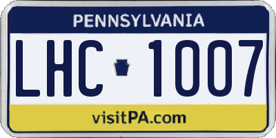 PA license plate LHC1007