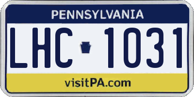 PA license plate LHC1031