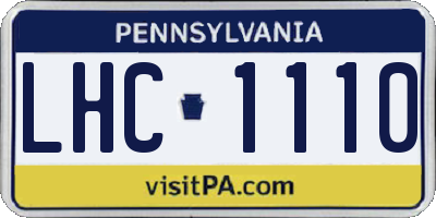 PA license plate LHC1110