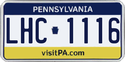 PA license plate LHC1116