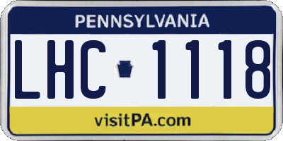 PA license plate LHC1118