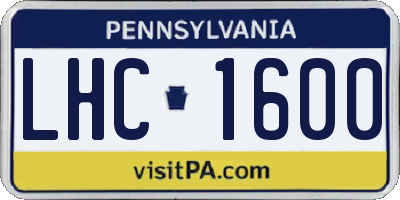 PA license plate LHC1600