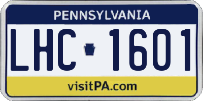 PA license plate LHC1601