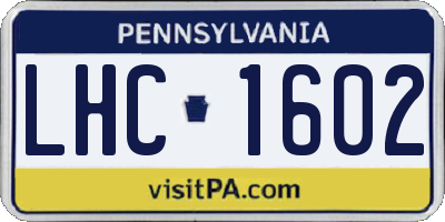 PA license plate LHC1602
