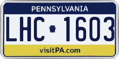 PA license plate LHC1603