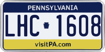 PA license plate LHC1608