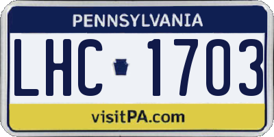 PA license plate LHC1703
