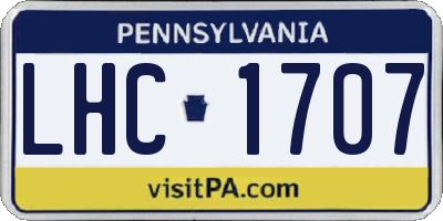 PA license plate LHC1707