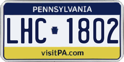 PA license plate LHC1802