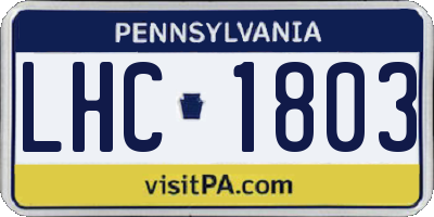 PA license plate LHC1803