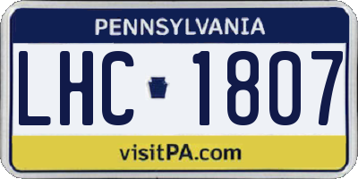 PA license plate LHC1807