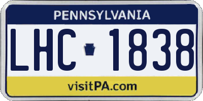 PA license plate LHC1838