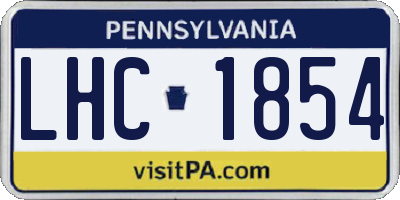 PA license plate LHC1854