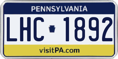 PA license plate LHC1892